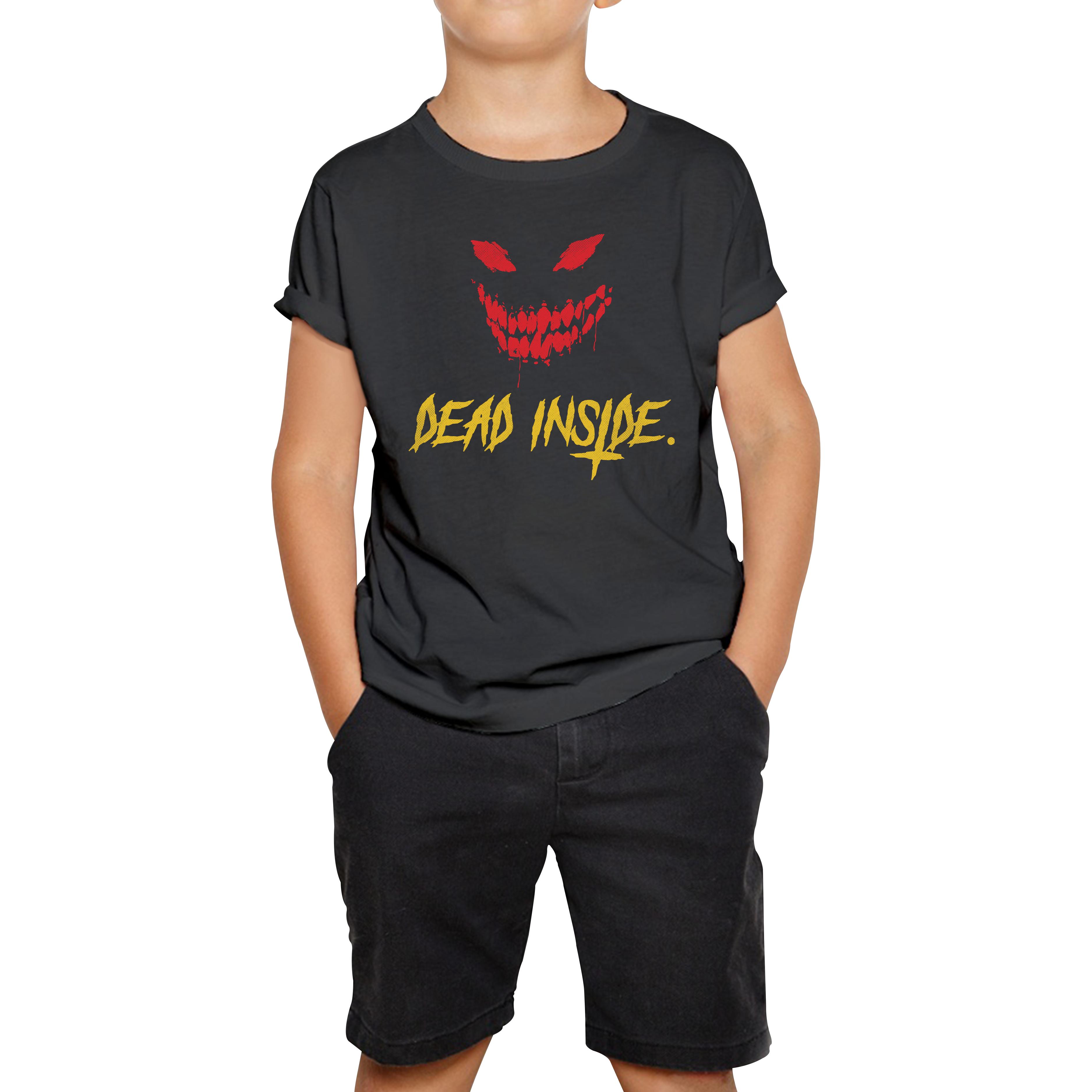 Dead Inside Scary and Horror Face Scary Skull Face Kids Tee 140