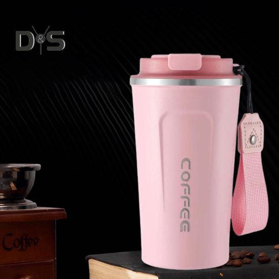 510ML Travel Coffee Mug Spill Proof with Seal Lid Insulated Eco-friendly Easy One-handed Drinking Stainless Steel Cup