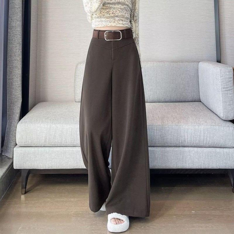 

Women s Autumn Flannel Wool Pants: Loose, Slimming Wide-Leg Trousers with High-End Drape and Floor-Length Design. 2XL (Suggested 135-150 Jin)
