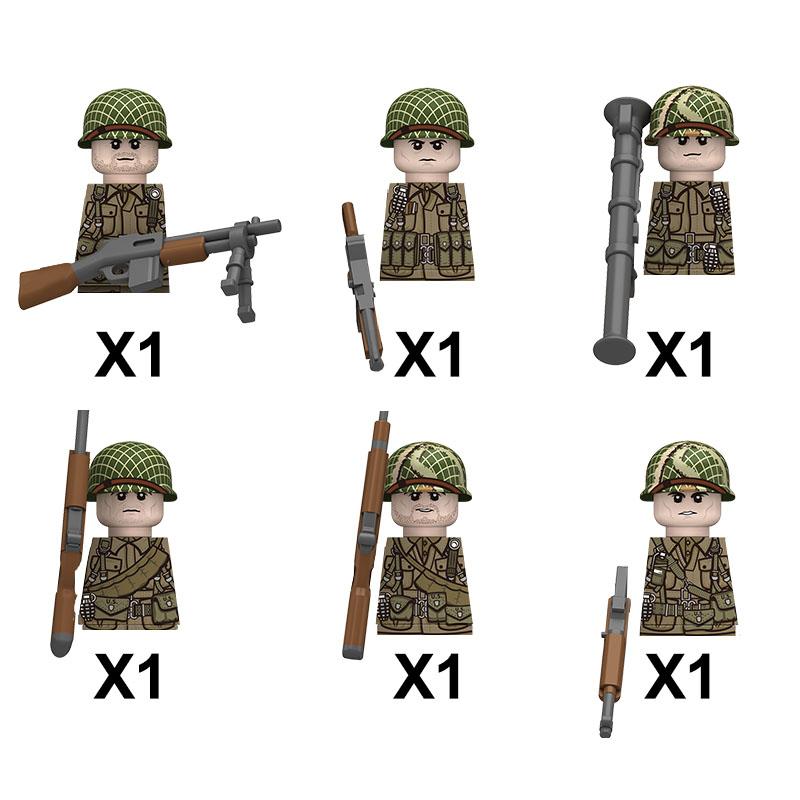 Military Soldier Figure Building Blocks British US French Army Weapons 101 Airborne Division Officer Infantry M1 Toys Gifts D126