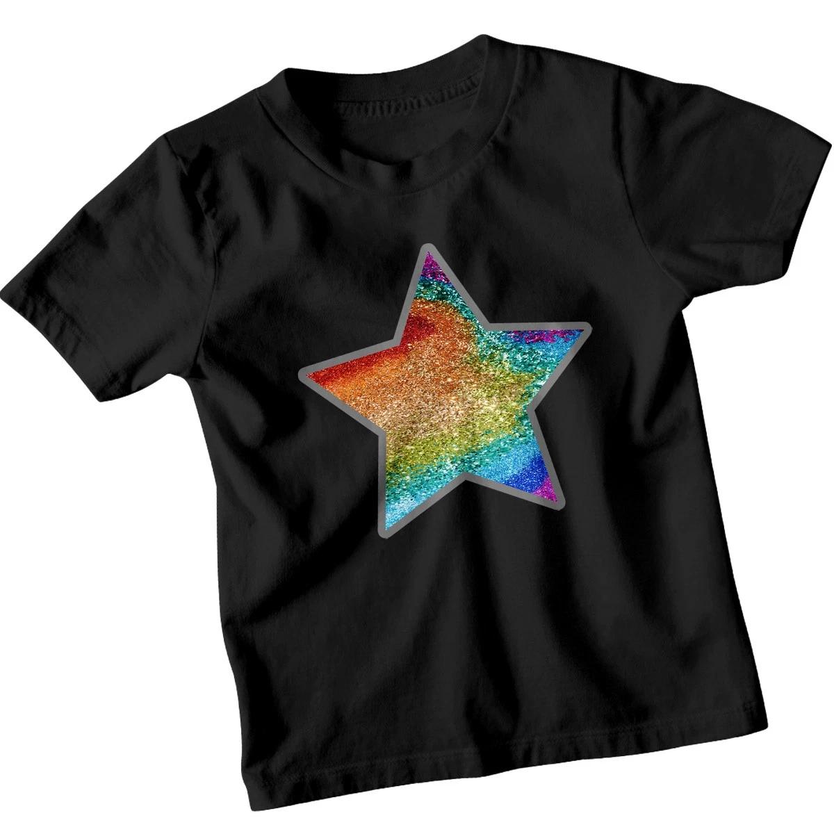 Rainbow Star Fantasy Kids T-Shirt Sparkle Design 150