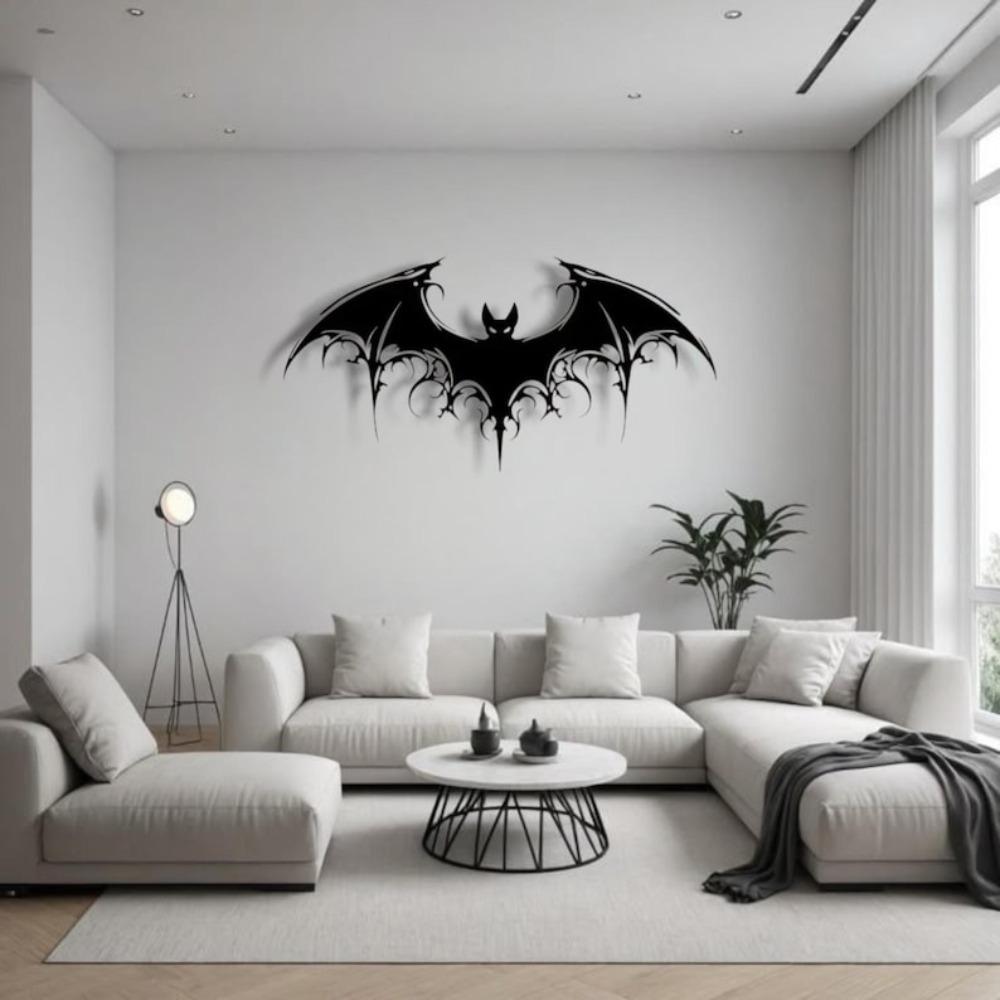 Gothic Iron Bat Wall Art, Fantasy Home Decor, Halloween Gothic Wall Hanging, Metal Sculpture