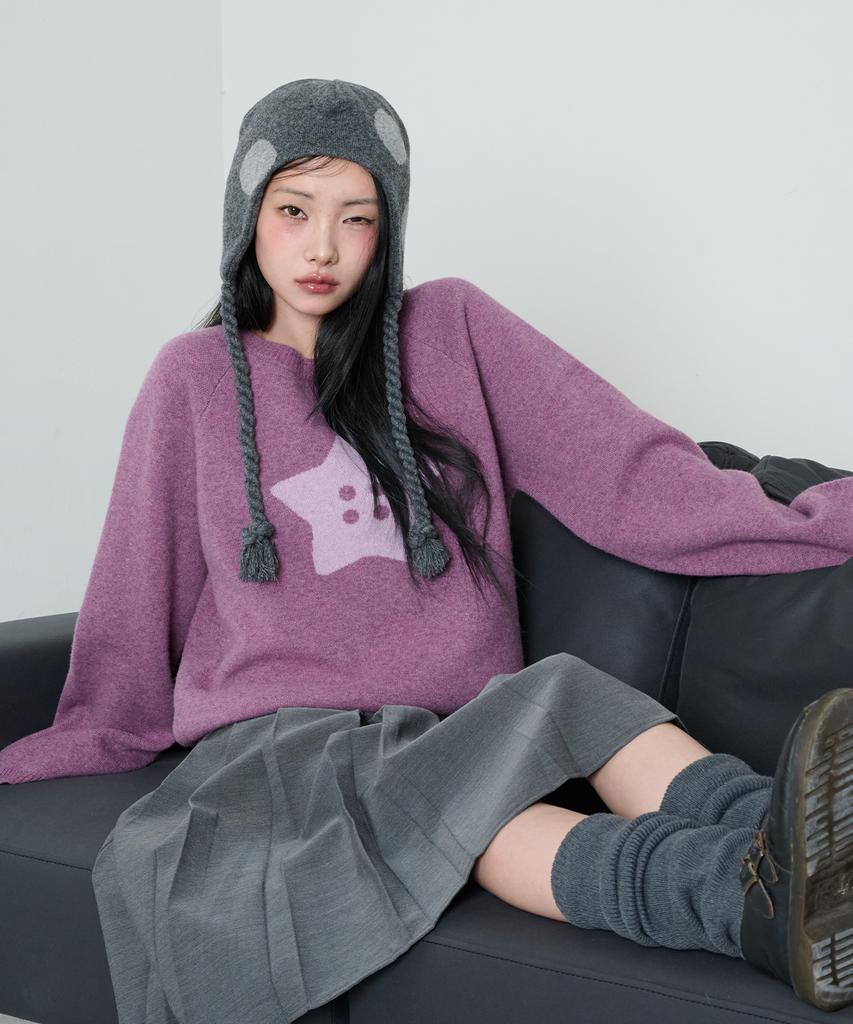 Isjabaibeu Star Button Knit - Pink