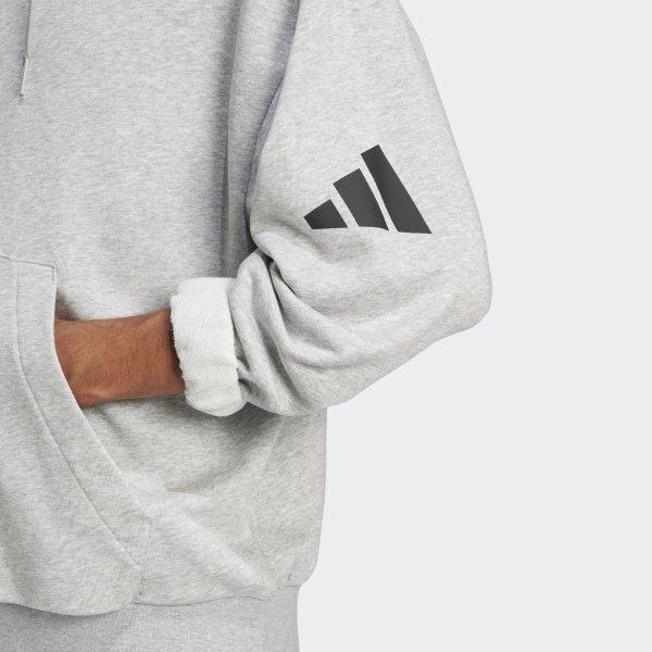 adidas Unisex Basic Locker Geschnittener Hoodie mit 3 Streifen Logo aus French Terry, Hergestellt aus recycelbaren Materialien