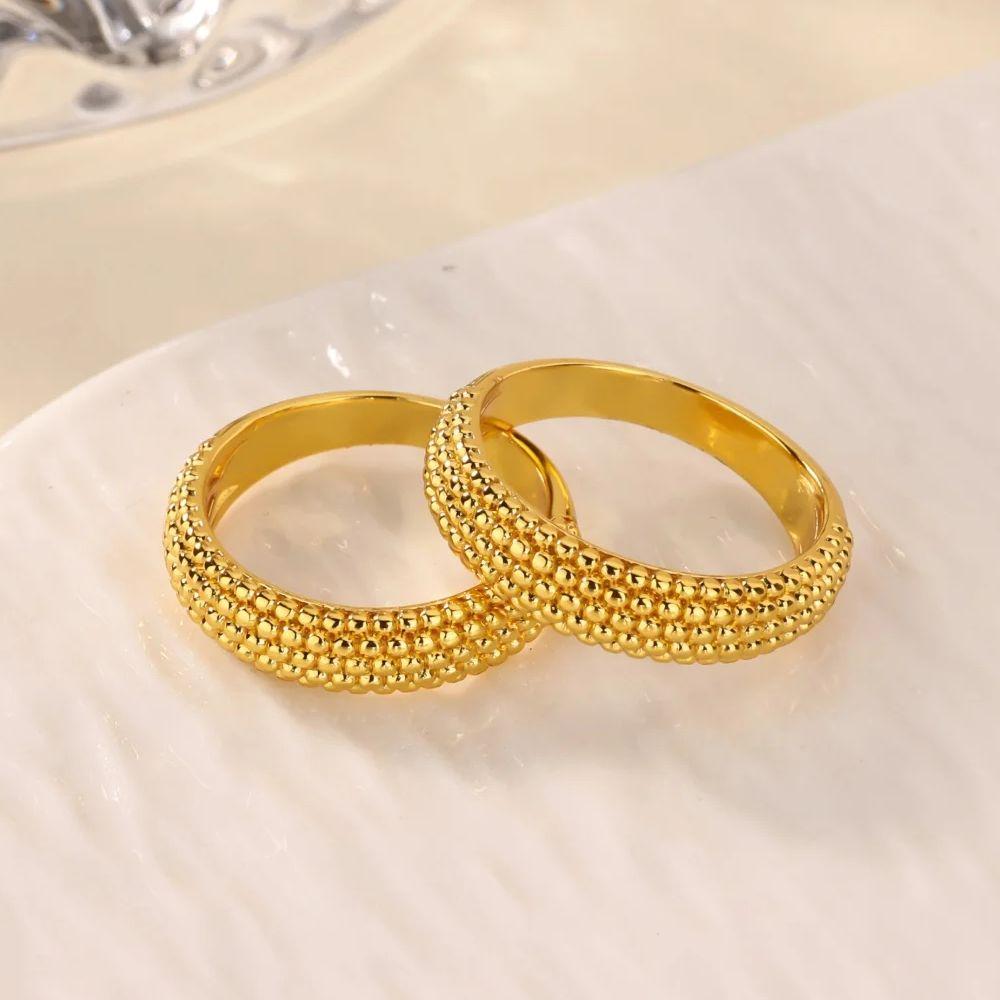 Minimalist Beads Size 7 & 8 Stainless Steel Ring for Women Gold Color Anti Rust Ladies' Ring Wedding Jewelry Anniversary Gift