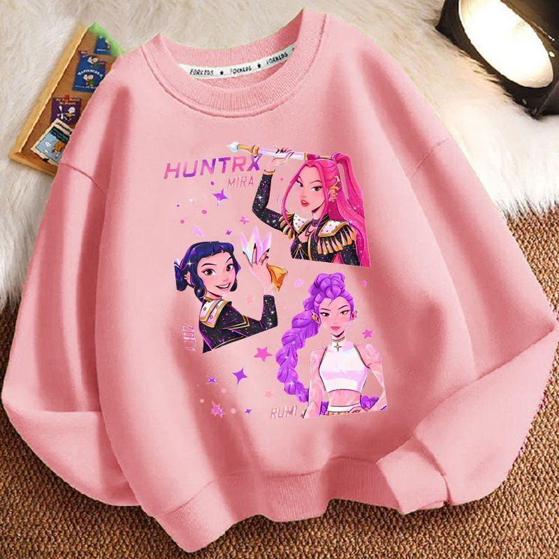 Children's Trendy Witch Hunt Team Round-neck Hoodies for Autumn and Winter, Loose Long-sleeved Casual Tops for Boys and Girls