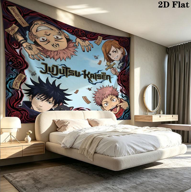 Jujutsu Kaisen Wandteppich Ästhetisches Wandbehang Gedruckter Stoffdecke Dekorative Wandteppiche Für Schlafzimmer Wohnzimmer Heimdekoration