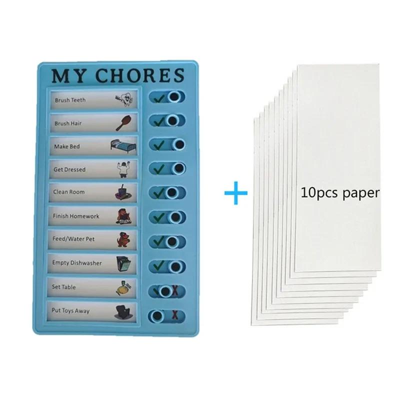 Reusable My Chores Checklist Daily Planner Memo Plastic Board Chore Chart Responsibility Behavior for Kid Self-discipline Card