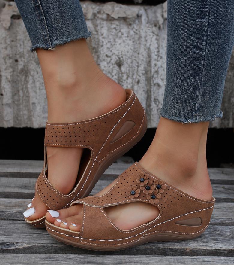 Sandals Women Retro Heels Sandals For Summer Shoes Women Slip On Wedge Sandalias Mujer Soft Heeled Slippers Indoor Outdoor