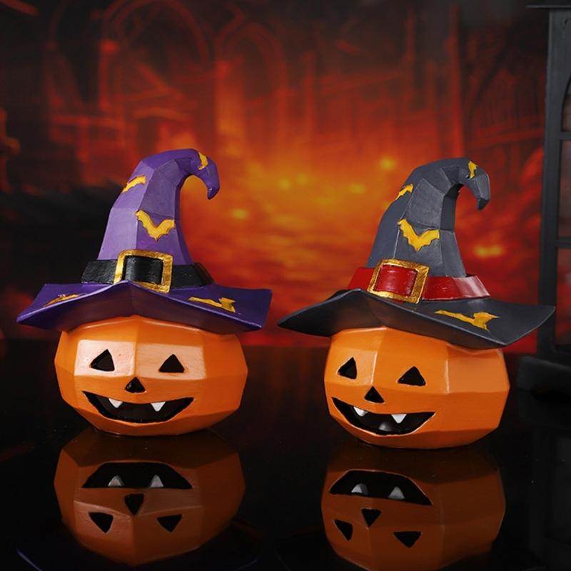 Friendly Resins Halloweens Decoration With Detailed Carveds Pumpkins And Spookys Face Design For Indoor and Outdoor Use