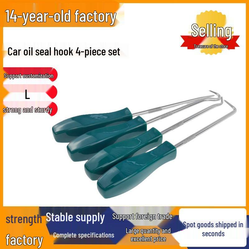 4-Piece Oil Seal Hook Set for Auto Repair - O-Ring Puller & Remover Tools