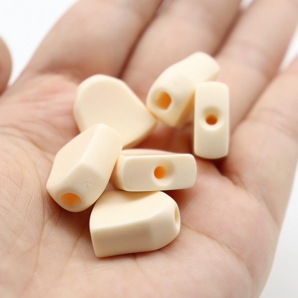 6pcs Wooden folk Electric Guitar Tuners handle Button head hat handle Plastic Trapezoid  hand Cream color