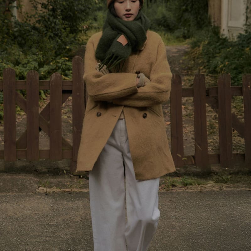 WISELY FROST MOHAIR WOOL MUFFLER_BROWN