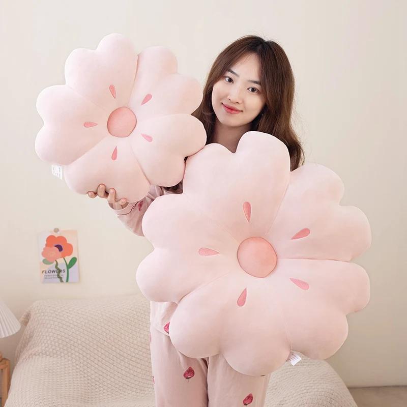 New Plant Flower Pillow Plush Toy Four Leaf Clover Sakura Pillow Doll Stuffed Flower Cushion Seat Sofa Throw Cover Birthday Gift