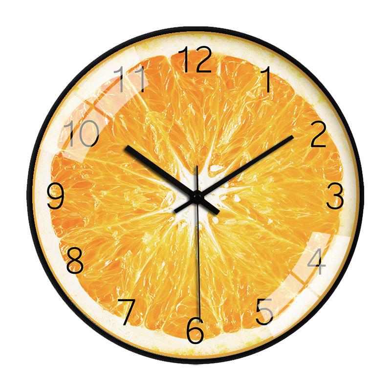 8" Cartoon Fruit Wall Clock: Modern Watermelon, Orange, Kiwi Design