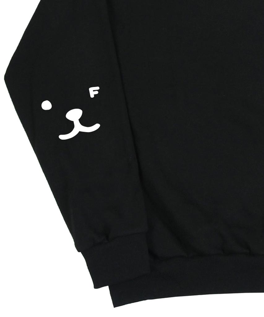 GRAVER [Unisex] Elbow Puppy Face Smile Sweatshirt_Black/White Logo