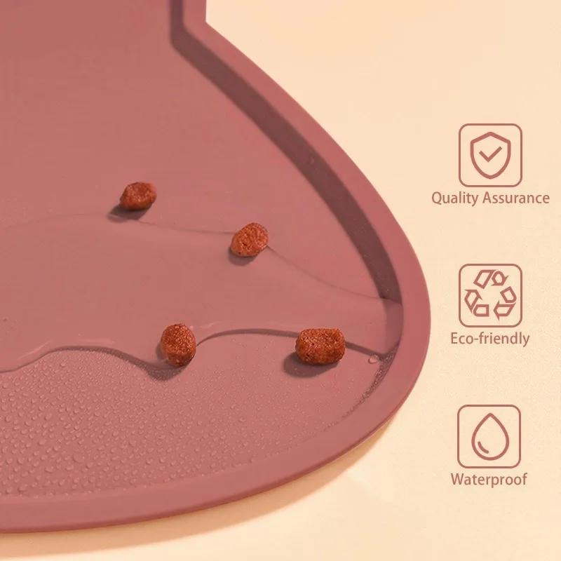 Silikonmatte for hundekatte med høye lepper Non-Stick vanntett fôringspute Valpematerbrett Vannpute Dekkematte