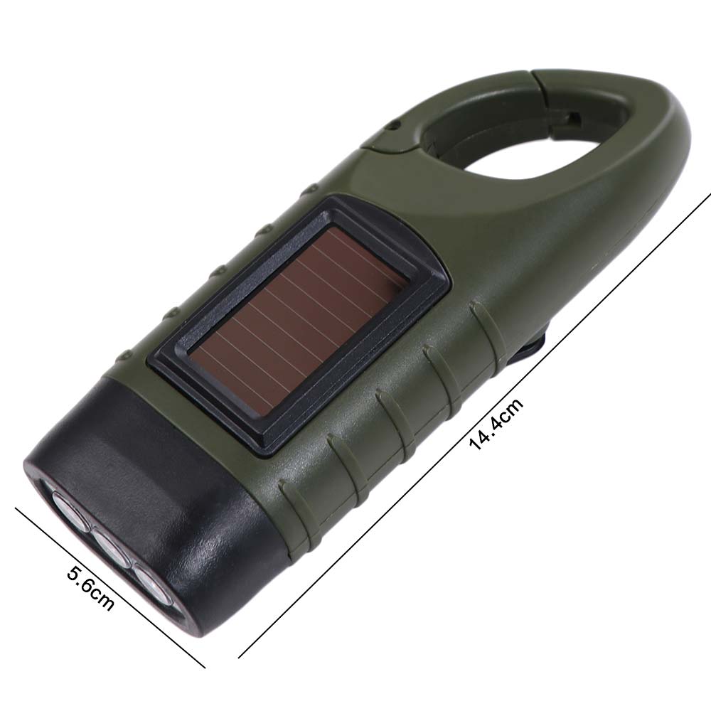 Solar Powered LED Flashlight Hand Crank Outdoor Camping Flashlight  Saving Space for Backpack