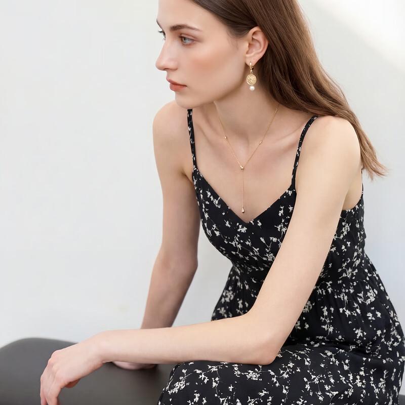 Sancai Women's V-Neck Floral Print 100% Cotton Cami Dress