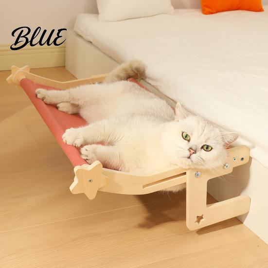 Bedside Cat Hammock Drilling Pet with Wood Adjustable Bed Window Perch Frame No for Windowsill