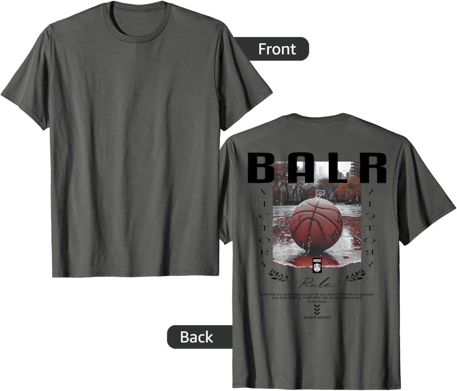 

Basketball Hip Hop Urban Edgy Y2K Back Print Streetwear T-Shirt 5XL різнокольоровий