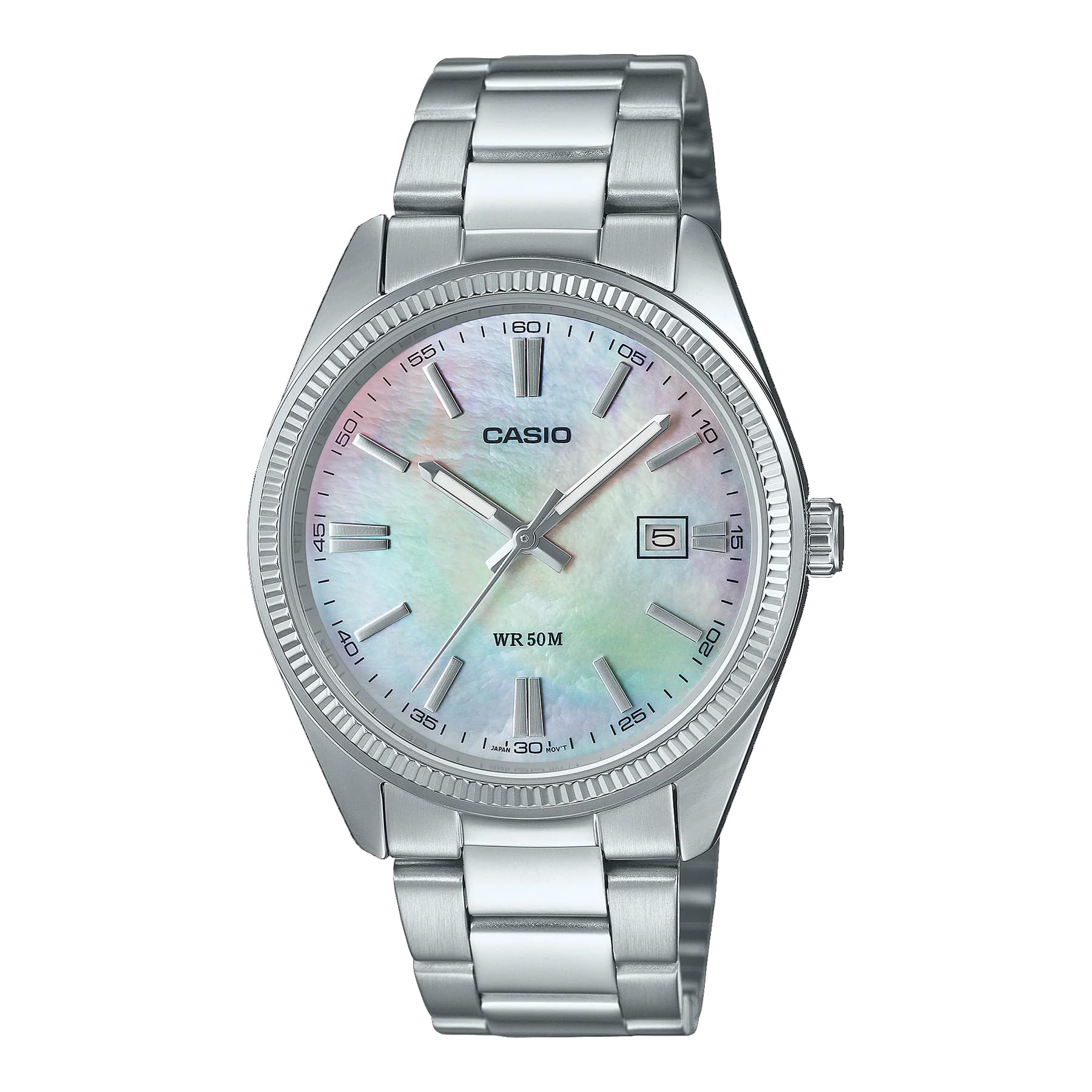 Casio MTP1302DS-7AV Men s Classic Stainless Steel MOP Dial Analog Watch with Date