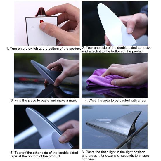 Güneş Enerjili Köpekbalığı Yüzgeçleri Anten Işığı Uzaktan Kumandalı Süper Parlak Yapışkanlı Evrensel SUV Van Otomatik 13 LED Uyarı Tavan Lambası