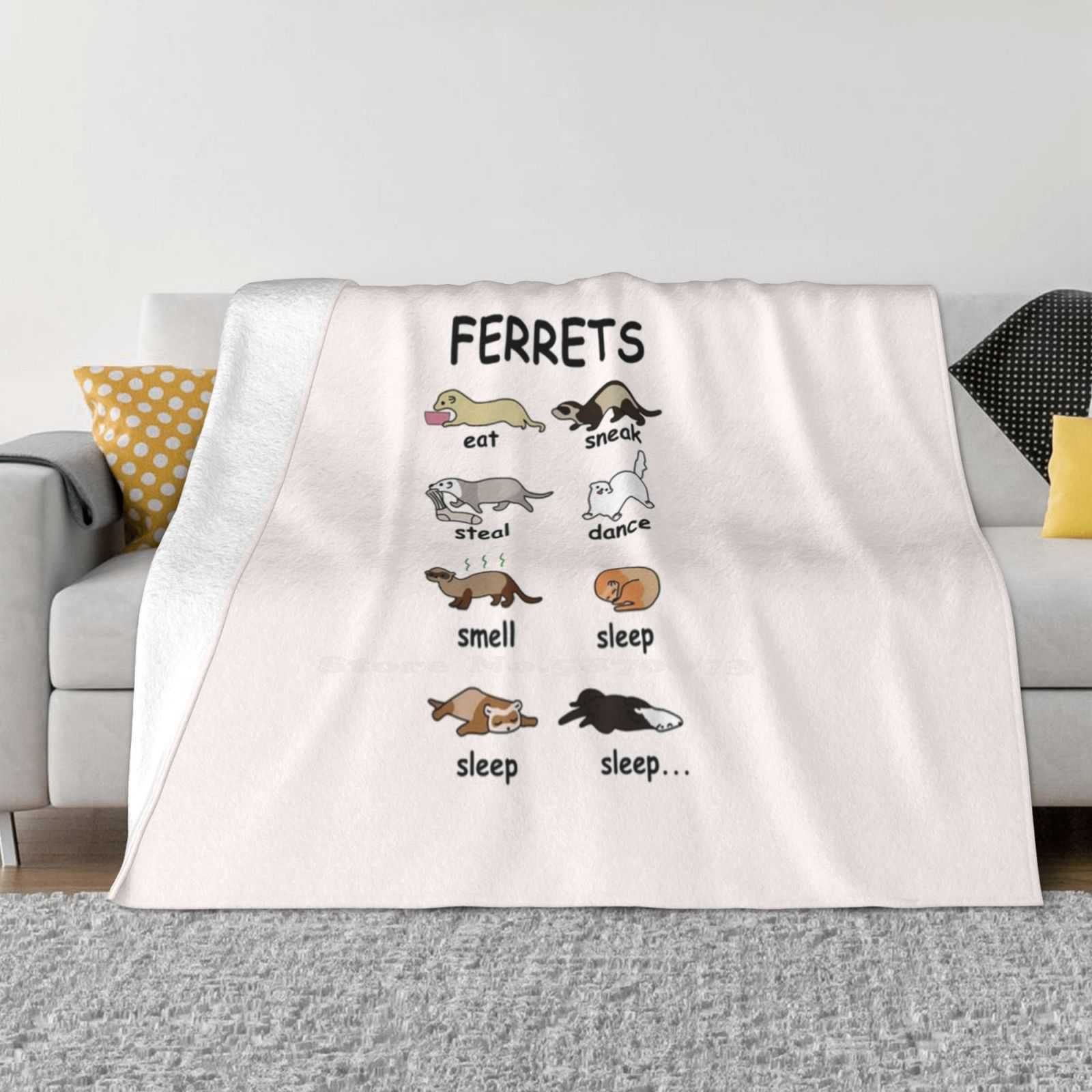 Ferrets Eat Sneak Steal Dance Smell Sleep Fashion Soft Warm Flannel Blanket Ferret American Flag Ferret Birthday Ferret 30x40in
