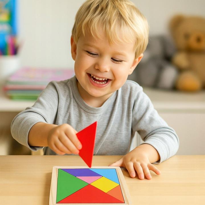 Tangram Mini Gra Logiczna Układanka Kreatywna Klocki Drewniane Puzzle