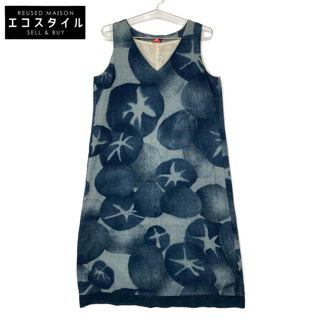 Pallas Palace Indigo Flower Print Sleeveless Dress dress 3 IndigoUsed