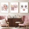 Fashion Women Make Up Wall Art Poster and Prints Nail Rouge Lips Modern Canvas Painting Pink Picture Decoration Office Gift Art