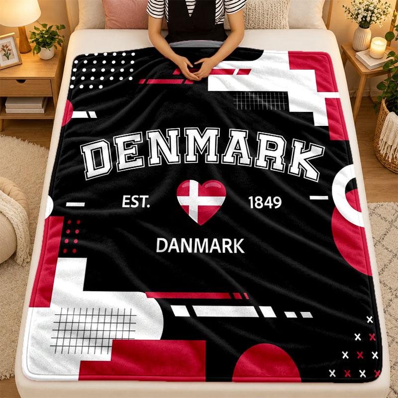 Flannel BlanketDenmark Football Warm Soft Throw Blanket for Indoor Sofa Bed Living Room Use