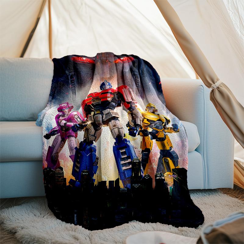 Bumblebee and Optimus Prime1 printed throw blanket—lightweight,soft,warm;versatile blanket for all seasons—perfect as &air-conditioning throw,nap blan