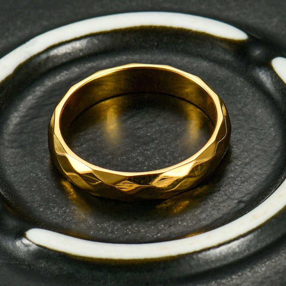 4MM Personalized Rhombus-Faceted Titanium Steel Ring for Women