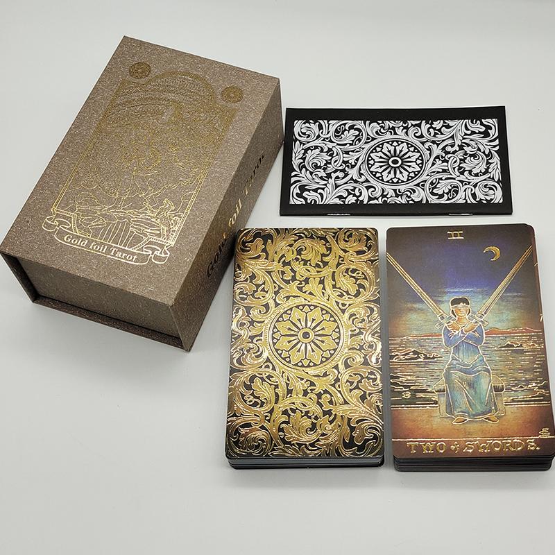 The New Knight Laser Gold Foil Tarot Board Game Set Hot Stamping Luxury PVC Waterproof Wear-resistant Divination Cards