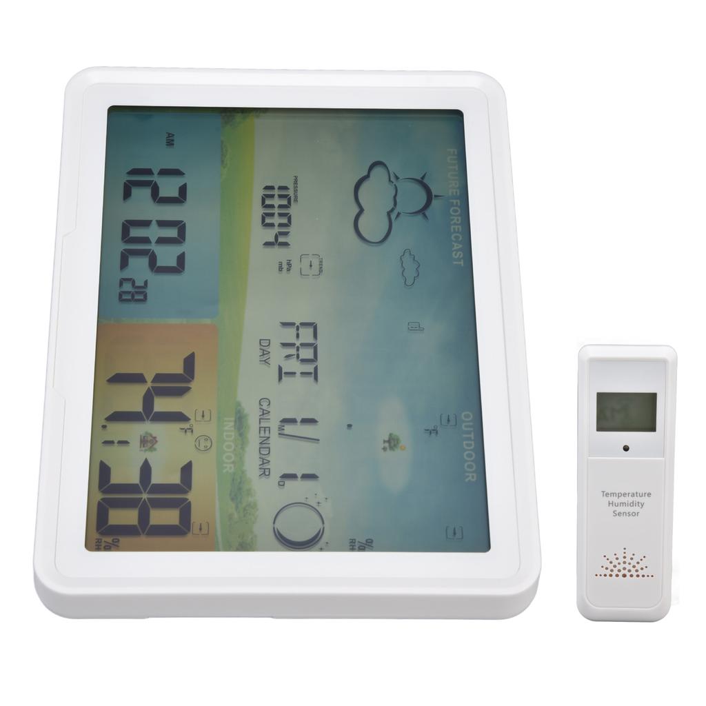 LCD Weather Forecast Indoor Outdoor Thermometer with RCC Receiving Function 100?240VUS Plug