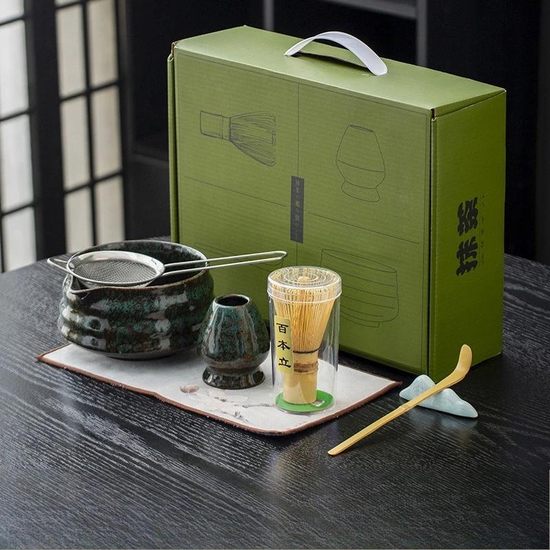 7pcs Ceramic Tea Whisk Set Blender Matcha Brush Gradient Matcha Bowl Tea Set Holder Tea Bowls TeaS Cups gifts