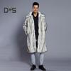 Men Long Faux Fur Overcoat Lapel Long Sleeve Windproof Open Front Coat Thickened Warm Imitation Fur Outwear