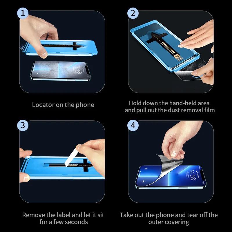 2Pcs For Apple iPhone 16 Pro Max 15 14 13 12 11 X Xs XR Plus 5G Tempered Glass Screen Protector Easy Install Removal Kit