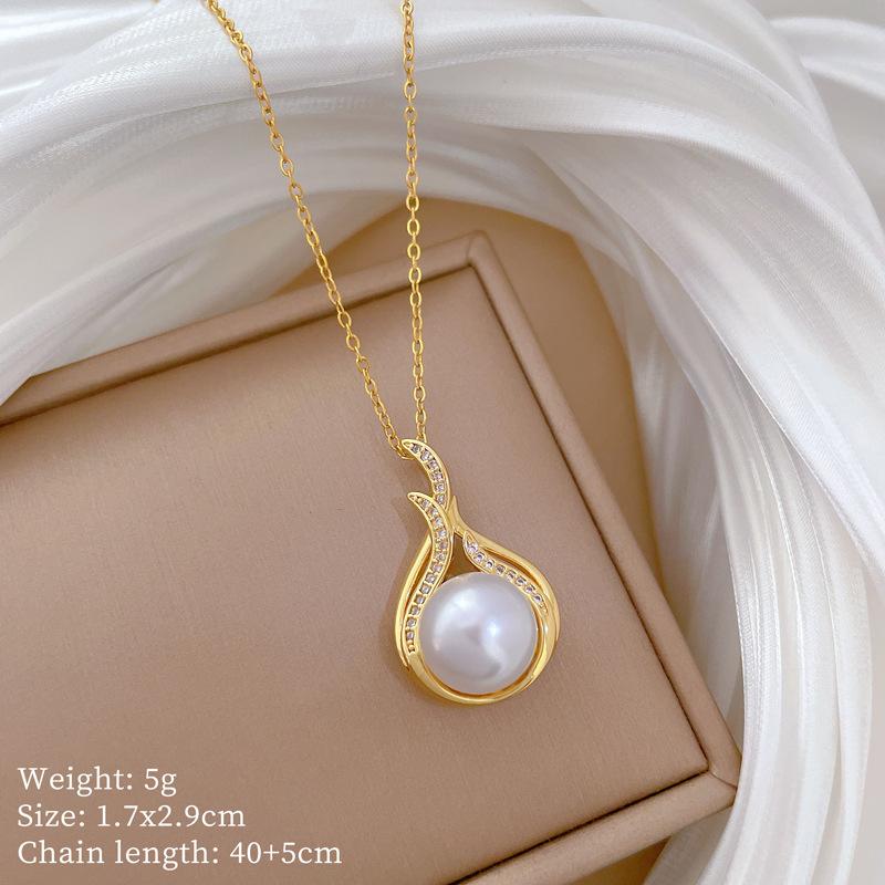 Multi-Element Style Copper Micro-Inlaid Necklace Combination Female Real Gold Electroplated Exquisite Collarbone Chain