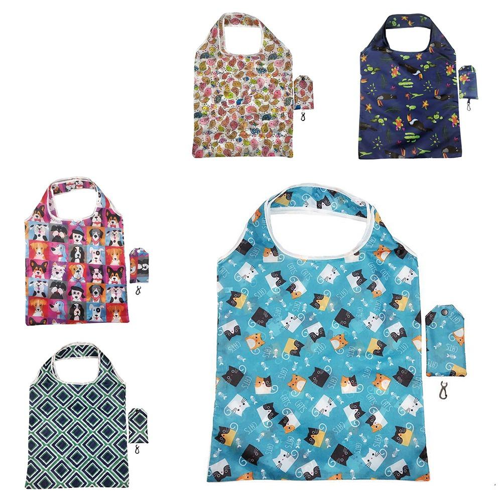 

5pcs Heavy Duty Handbag Reusable Portable Storage Bag Space Saving Tote Bag Picnics Style E