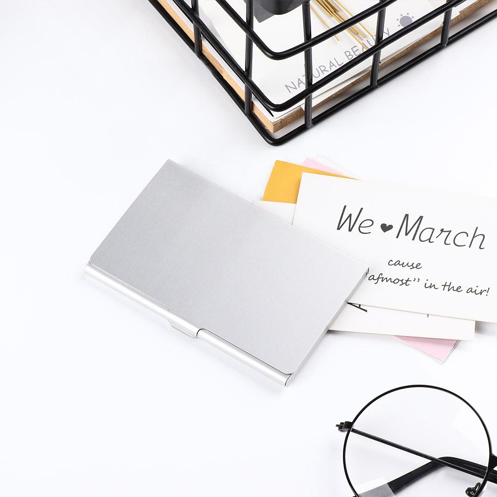 Aluminum Cover ID Stainless Silver Credit Card Case Waterproof Namecard Clip Business