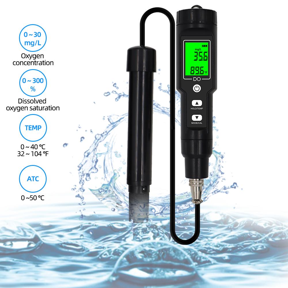 Digitaler gelöster Sauerstoffmesser 0,0-40,0 mg/l Wasserdicht ATC 0,0-300,0 % DO-Tester DO9100 Wasserqualitäts-Sauerstoffdetektor