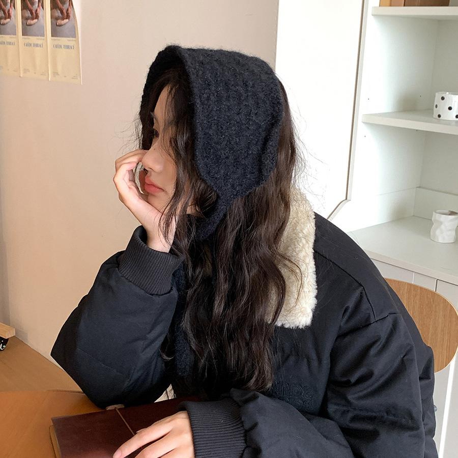 Wool Knitted Ear Protectors, Wool Earmuffs for Women's Autumn and Winter New Thermal Lace-up Ear Warmth