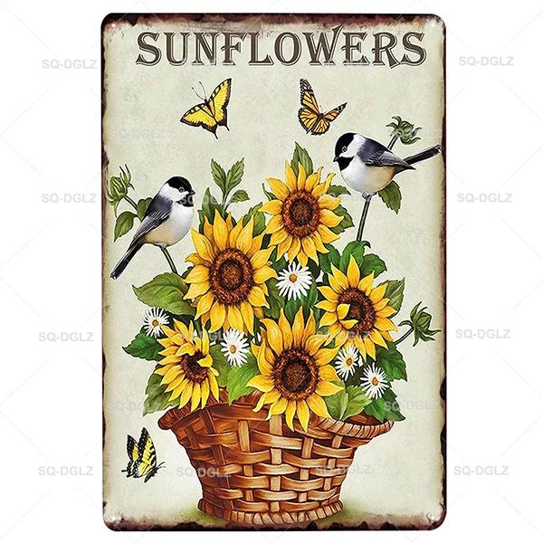 SQDGLZGarden Rules Metal Sign Vintage Metal Plaque Plates Decor For Pub Bar Home Wall Decor Tin Signs Flower Poster Gift