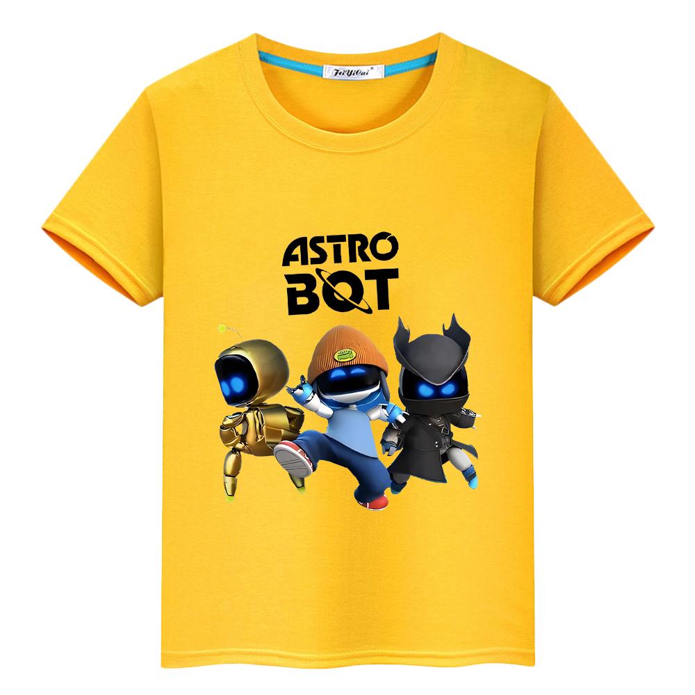 Game Astro Bot T Shirt for Kids Boy 10years 100%Cotton Print Anime Short Kawaii Tops Cartoon T-shirt Y2k One Piece Girls Clothes