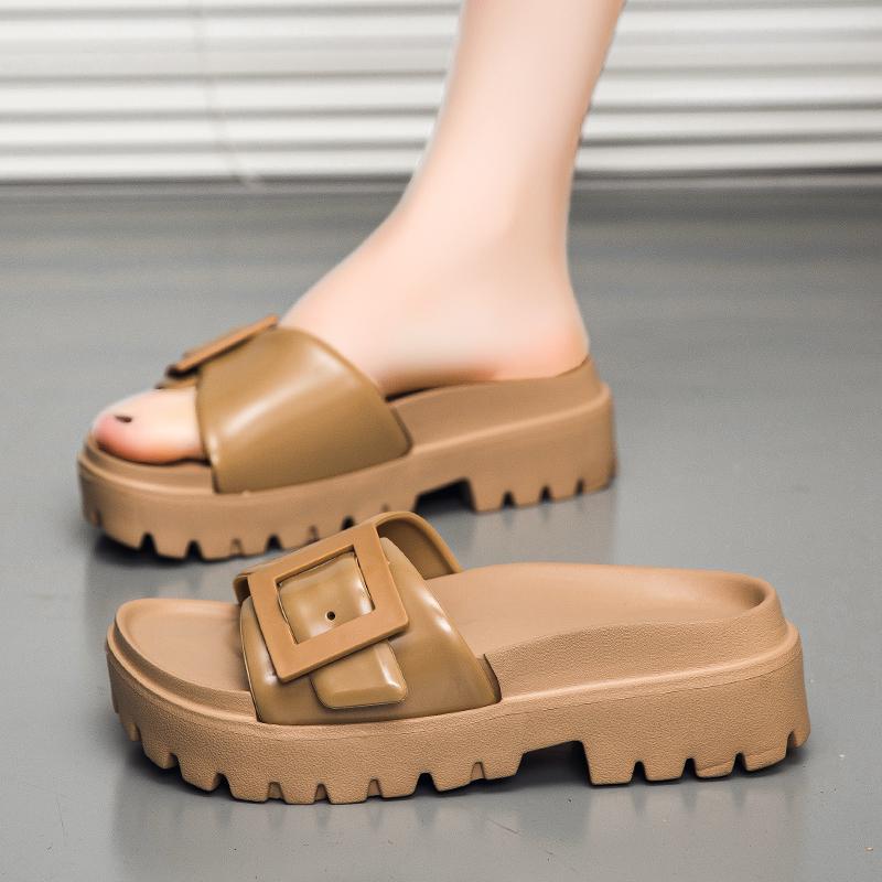 Fashion New Women's Platform Summer Slippers Fashion Thick Soles Beach Shoes With Double Buckle Casual House Women Sandals