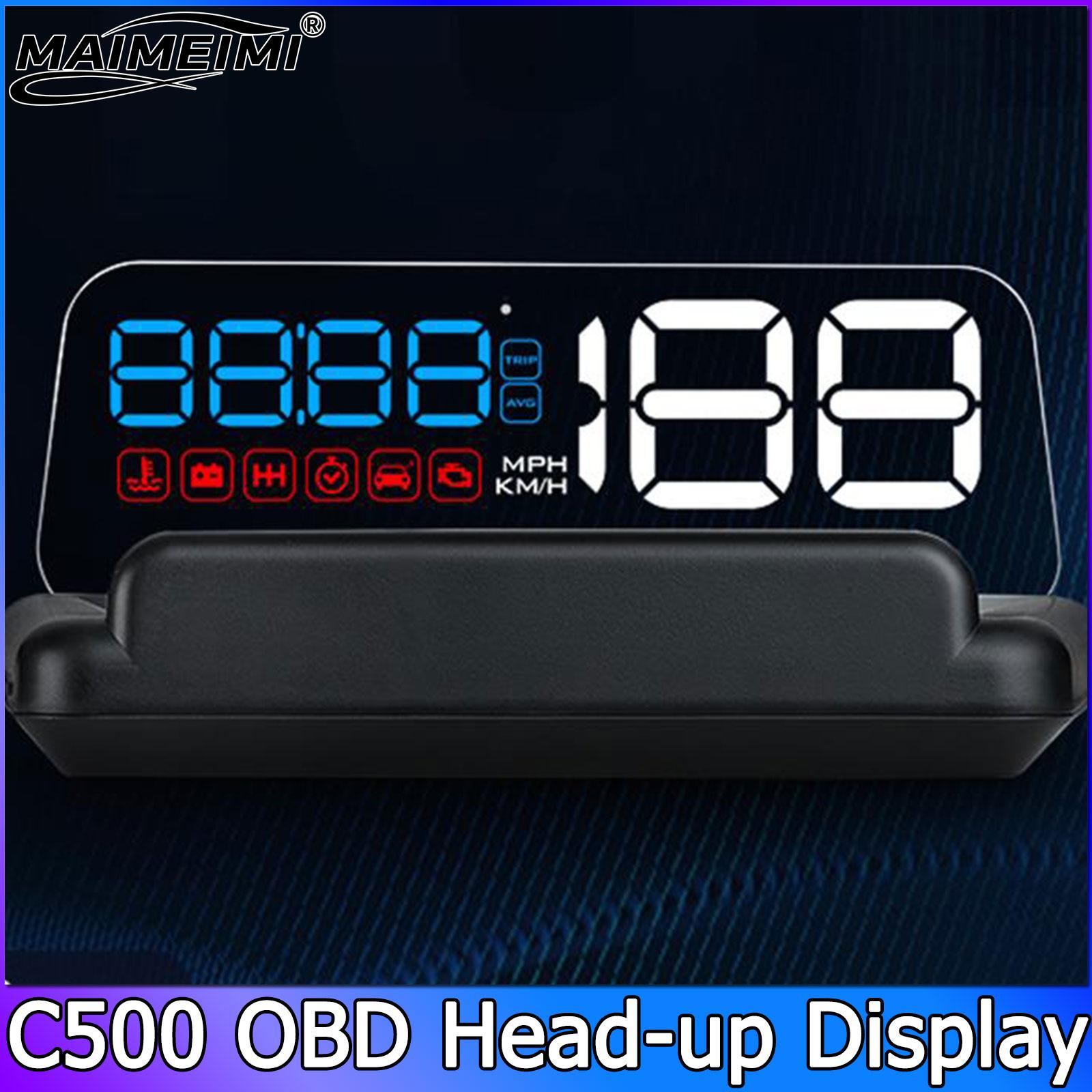 C500 BLUE OBD /T900 GPS HUD Gauge Display Car Head Up Display LCD Car Turbo Gauge Digital Odometer Universal Speed On-board Comp OBD HUD-C500