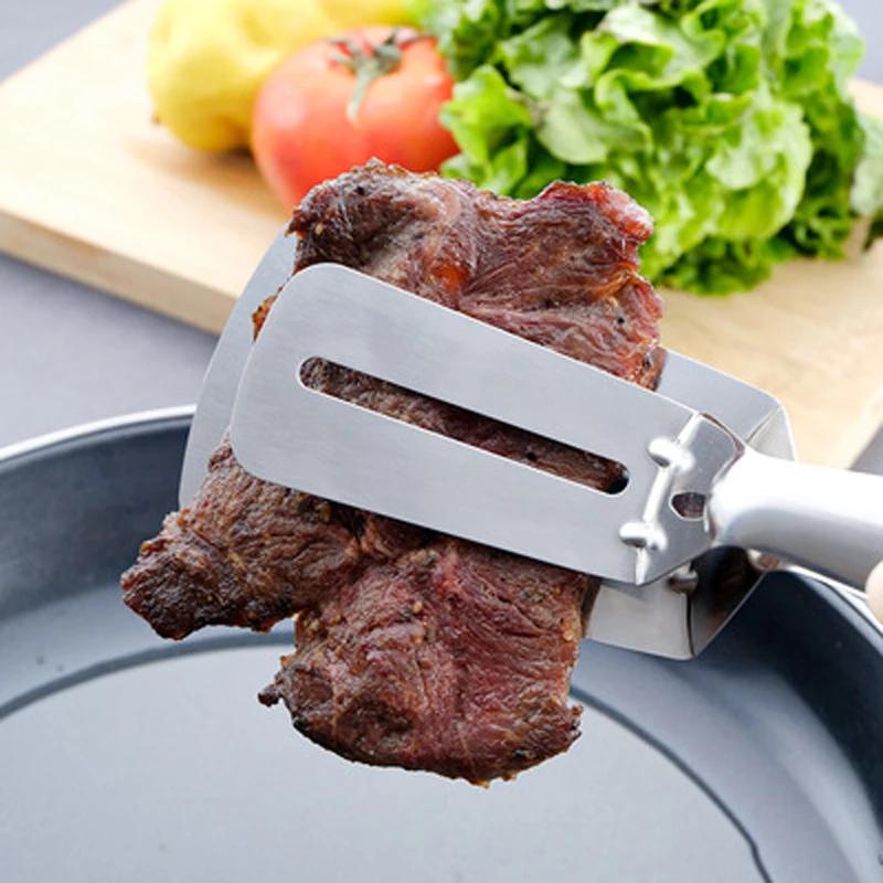 Stainless Steel Frying Shovel Clip Multifunctional Steak BBQTongs Pancake Fried Pizza Steak Fish Spatula Bread Kitchen Tool