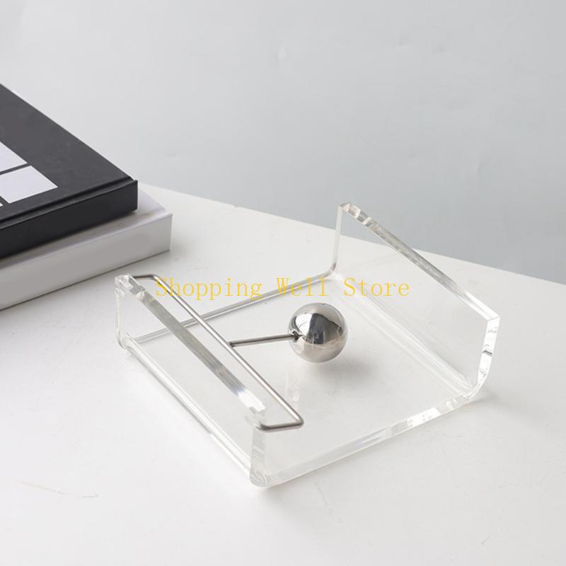 KX4B Contemporary Acrylic Paper Towel Dispenser Weighted Arm Paper Towel Tissue Holder Rack for Dining Table